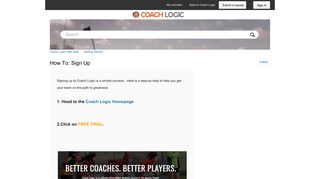 How to: Sign up – Coach Logic Help desk