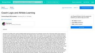 (PDF) Coach Logic and Athlete Learning - ResearchGate