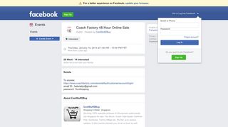 Coach Factory 48-Hour Online Sale - Facebook