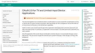 OAuth 2.0 for TV and Limited-Input Device Applications | Google ...
