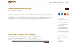 Comerica Web Banking Login - Business Cafe