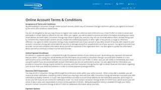 Account Terms and Conditions | Consumers Energy