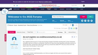 do not register on creditscorematters.co.uk - MoneySavingExpert ...