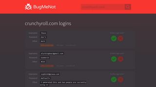 crunchyroll.com passwords - BugMeNot