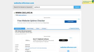 csclive.in at WI. CSC Online Monitoring System - Website Informer