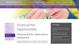 CTD financial aid | Northwestern Center for Talent Development