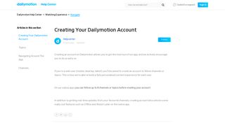Creating Your Dailymotion Account – Dailymotion Help Center
