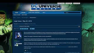 Login Issue - May 22, 2018 | DC Universe Online Forums - Daybreak ...