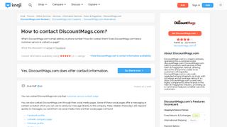 How to contact DiscountMags.com? — Knoji