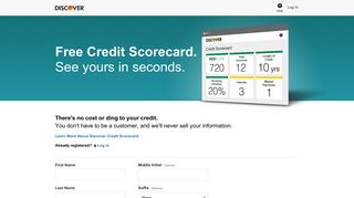 Discover | Registration - Discover Credit Scorecard