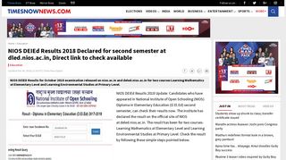 NIOS DEIEd Results 2018 Declared for second semester at dled.nios ...