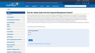 How do I obtain funds from the Payment Management ... - HealthIT.gov