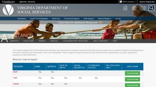 Assistance - Virginia Department of Social Services