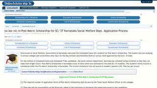 sw.kar.nic.in Post Matric Scholarship for SC/ ST Karnataka Social ...