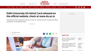 Delhi University UG Admit Card released on the official website ...