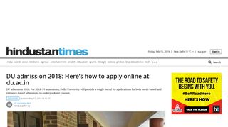 DU admission 2018: Here's how to apply online at du.ac.in ...