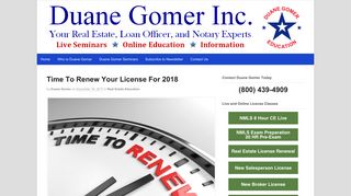Time To Renew Your License For 2018 - Duane Gomer