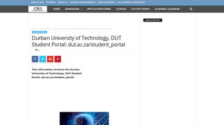 Durban University of Technology, DUT Student Portal: dut.ac.za ...