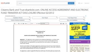 Citizens Bank and Trust ebankcbt.com. ONLINE ACCESS ...