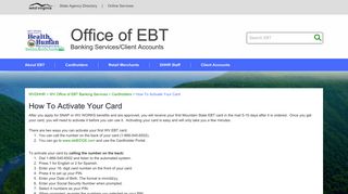 How To Activate Your Card - WV.gov