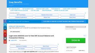 Login www.ebtEDGE.com To View EBT Account Balance
