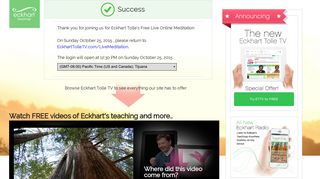 Eckhart Tolle free live online meditation event