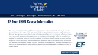 EF Tour SNHU Course Information | SNHU - Vermont Campus