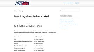 How long does delivery take? – EHP Labs
