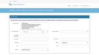 License Lookup - eLicense.ct.gov