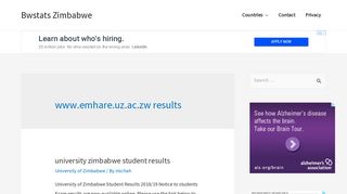 www.emhare.uz.ac.zw results Archives - Bwstats Zimbabwe
