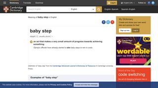 BABY STEP | meaning in the Cambridge English Dictionary