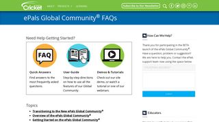ePals Global Community® FAQs - Cricket Media