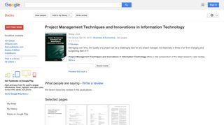 Project Management Techniques and Innovations in Information ... - Google Books Result