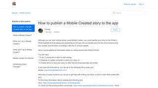 How to publish a Mobile Created story to the app – Episode