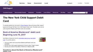 NYS DCSE: New York Debit Mastercard - Child Support