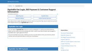 Equitable Gas Login, Bill Payment & Customer Support Information