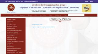 Employer / IPs login | Employees State Insurance ... - ESI Coimbatore