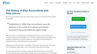 History of Etax Accountants and Etax.com.au online tax return