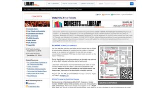 Obtaining Free Tickets: Concerts from the Library of Congress