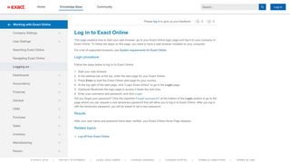 Knowledge Base - Log in to Exact Online - Exact Support