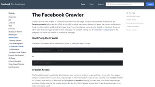 Facebook Crawler - Sharing - Facebook for Developers