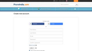 Create new account - PhoneIndia
