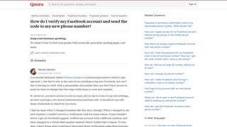 How to verify my Facebook account and send the code to my new ...