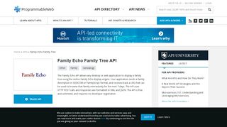 Family Echo Family Tree API | ProgrammableWeb