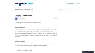 Changing Your Password – FantasyLabs Support