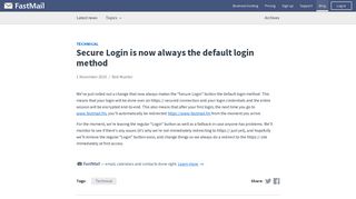 Secure Login is now always the default login method - FastMail blog