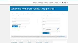 Feedback login - GFI Customer Area - GFI Software