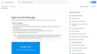 Sign in to the Fiber app - Google Fiber Help - Google Support