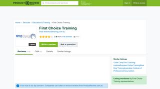 First Choice Training Reviews - ProductReview.com.au