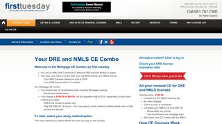 DRE/NMLS Combo CE - first tuesday